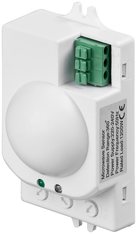 Mikrowellen-Bewegungsmelder Mikrowellen-Bewegungsmelder - Unterputzmontage, 360° Erfassung, 8 m Reichweite, für innen (IP20), LED-geeignet