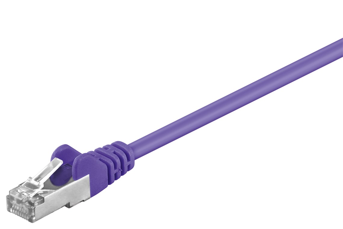 CAT 5e Patchkabel, SF/UTP, Violett, 0,5 m - Kabellänge 0.5 m - Kupferkaschierter Aluminiumleiter (CCA)