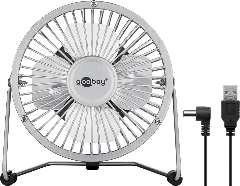 4 Zoll USB-Ventilator für den Schreibtisch - Farbversion Silber - Ø 13 cm