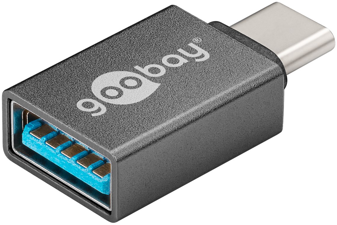 USB-C™/USB A OTG Super Speed Adapter für den Anschluss von Ladekabeln 3.0, grau - Farbversion Grau - USB-C™-Stecker > USB 3.0-Buchse (Typ A)