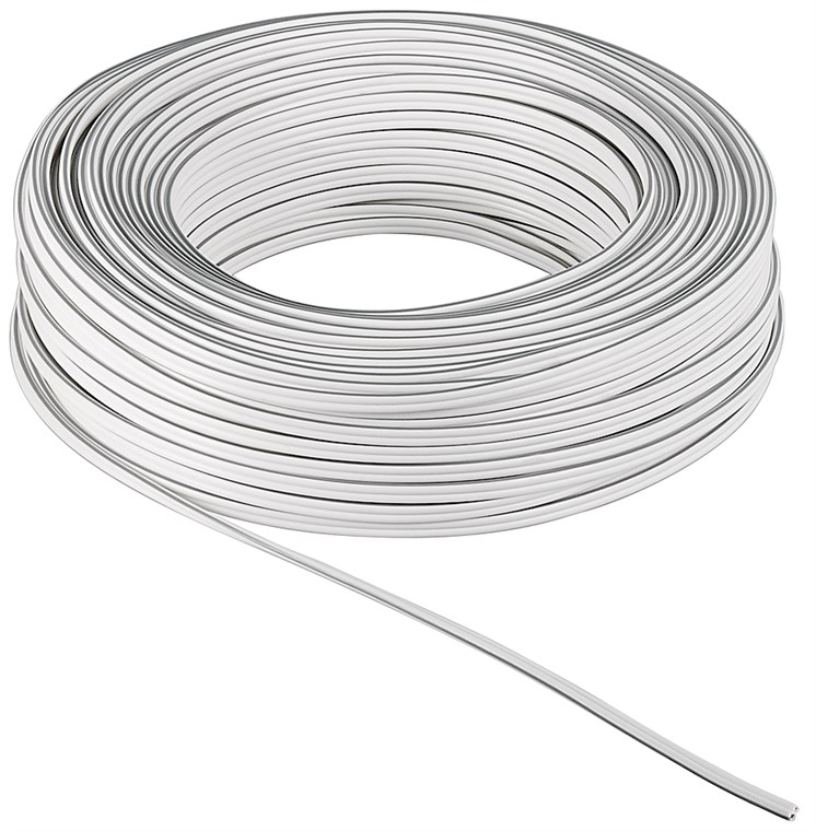 Lautsprecherkabel weiß CCA - Kabellänge 10 m - 10 m Rolle, Querschnitt 2 x 4,0 mm²