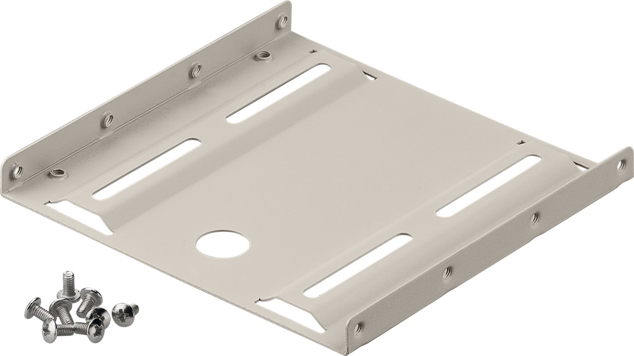 2,5" Festplatten-Einbaurahmen auf 3,5" - 1-fach - Farbversion Beige - geeignet für die Installation einer 2,5" Festplatte in einen 3,5" Gehäuseschacht