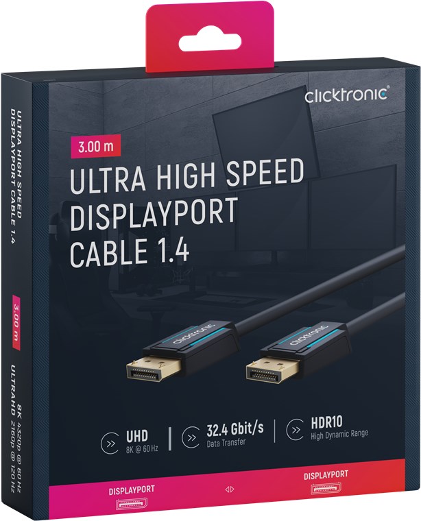 DisplayPort-Kabel - Kabellänge 3 m - Premium-Kabel|1x DisplayPort-Stecker 1x DisplayPort-Stecker|3,0 m|UHD 8K @ 60 Hz DisplayPort-Kabel - Kabellänge 3 m - Premium-Kabel|1x DisplayPort-Stecker 1x DisplayPort-Stecker|3,0 m|UHD 8K @ 60 Hz