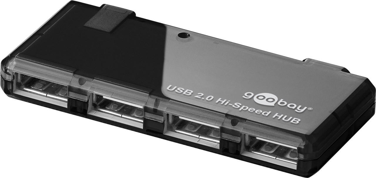 4-fach USB 2.0 Hi-Speed HUB 4-fach USB 2.0 Hi-Speed HUB - Farbversion Schwarz - zum Verbinden von bis zu 4 USB-Geräten mit einem USB-Anschluss