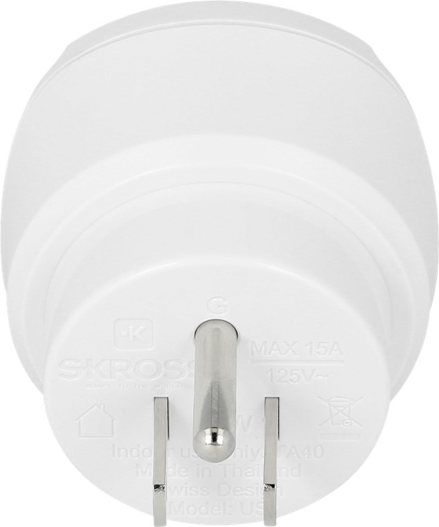 Länderadapter Europa nach USA - Ausgang, Typ US/Japan-Buchse (Typ B, NEMA 5-15, 3-polig) - geeignet für alle geerdeten und ungeerdeten Geräte (2- und 3-polig) Länderadapter Europa nach USA - Ausgang, Typ US/Japan-Buchse (Typ B, NEMA 5-15, 3-polig) - geeignet für alle geerdeten und ungeerdeten Geräte (2- und 3-polig)