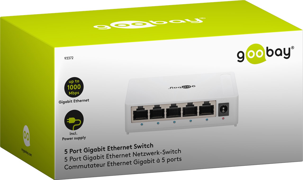 5 Port Gigabit Ethernet Netzwerk-Switch - 5x RJ45-Buchsen, Auto-Negotiation, 1000 Mbit/s