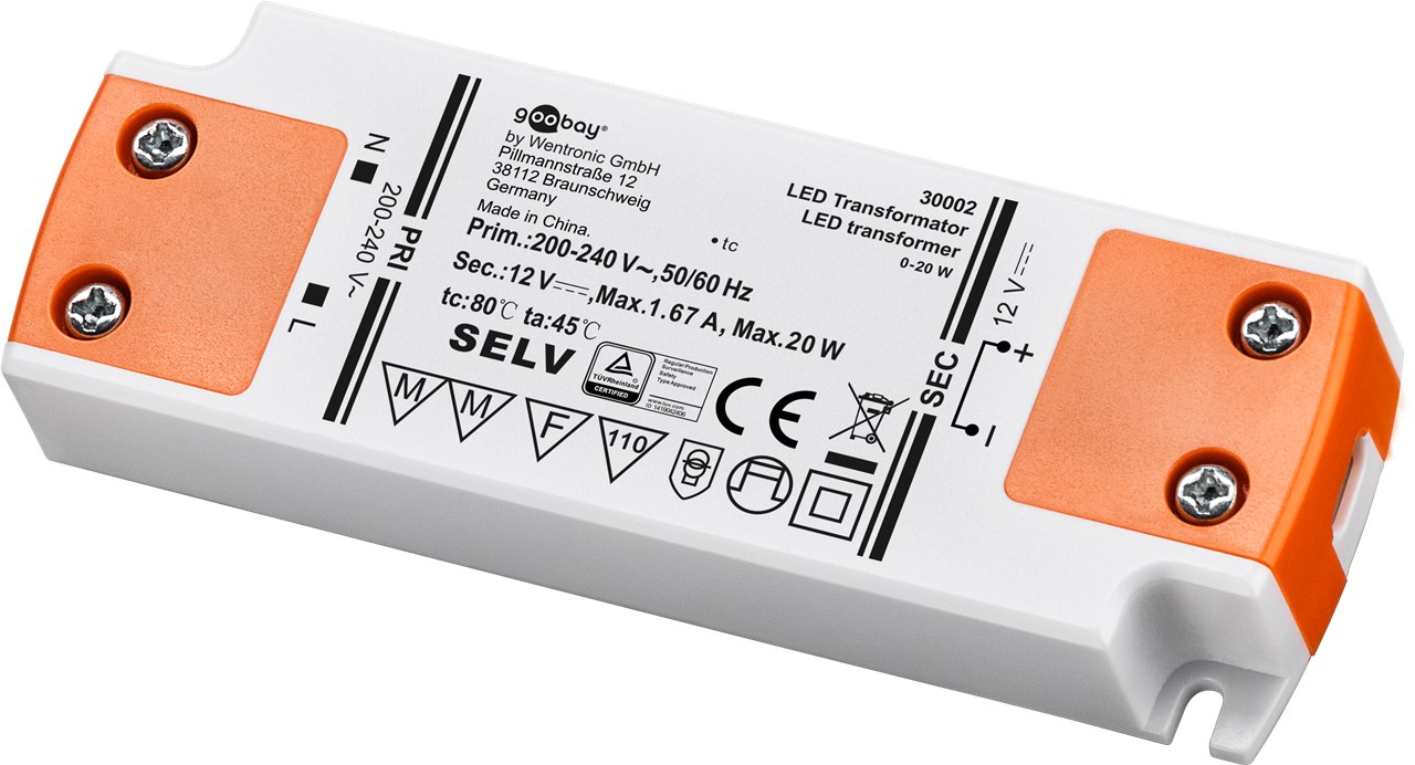 LED-Trafo 12 V/20 W - 12 V DC für LEDs bis 20 W Gesamtlast