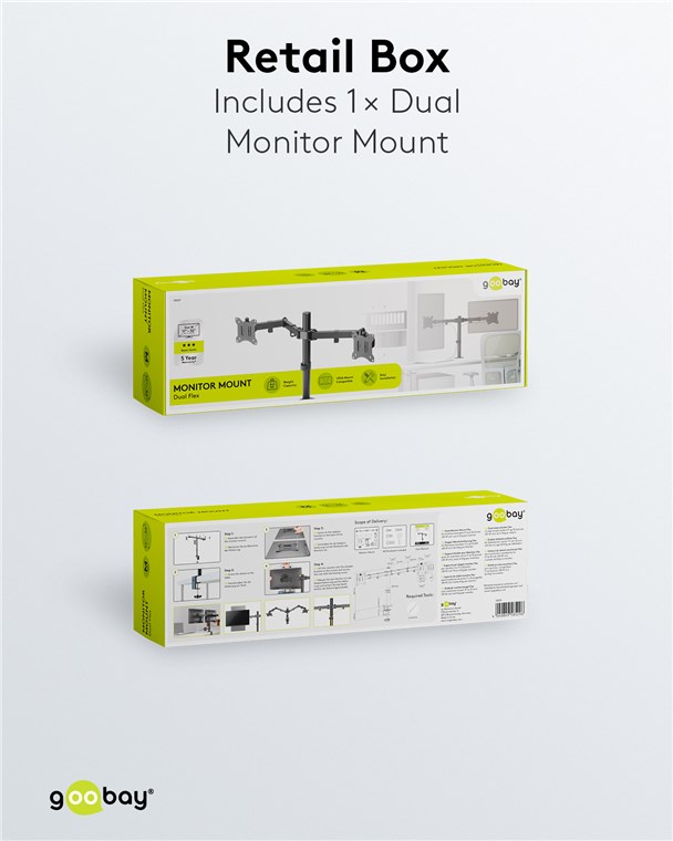 Doppel-Monitorhalterung Flex - für Monitore zwischen 17 und 32 Zoll (43-81 cm) Doppel-Monitorhalterung Flex - für Monitore zwischen 17 und 32 Zoll (43-81 cm)