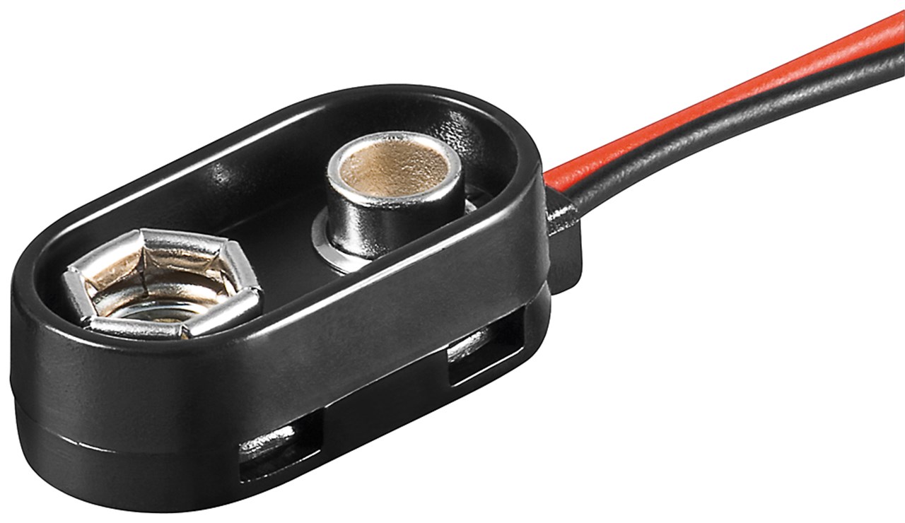 1x 9V Block Batteriehalter - lose Kabelenden, wasserabweisend
