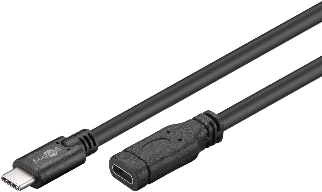 USB-C™ Verlängerung USB 3.1 Generation 1, Schwarz - Kabellänge 1 m - USB-C™-Stecker > USB-C™-Buchse USB-C™ Verlängerung USB 3.1 Generation 1, Schwarz - Kabellänge 1 m - USB-C™-Stecker > USB-C™-Buchse