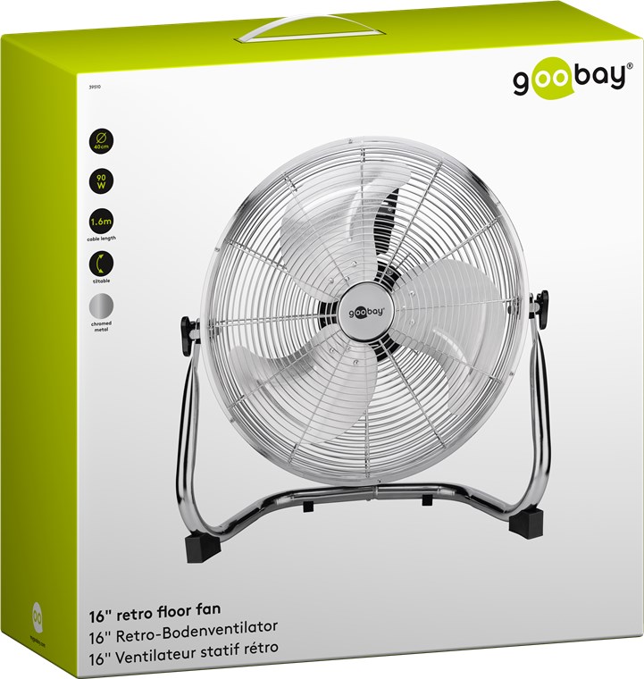 16 Zoll Retro-Bodenventilator - Luftkühler mit Stromkabel 16 Zoll Retro-Bodenventilator - Luftkühler mit Stromkabel